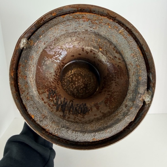 Bronze Tone Metal Urn Jardiniere Vase Handles Pedestal VTG Neoclassical Style - Picture 9 of 12